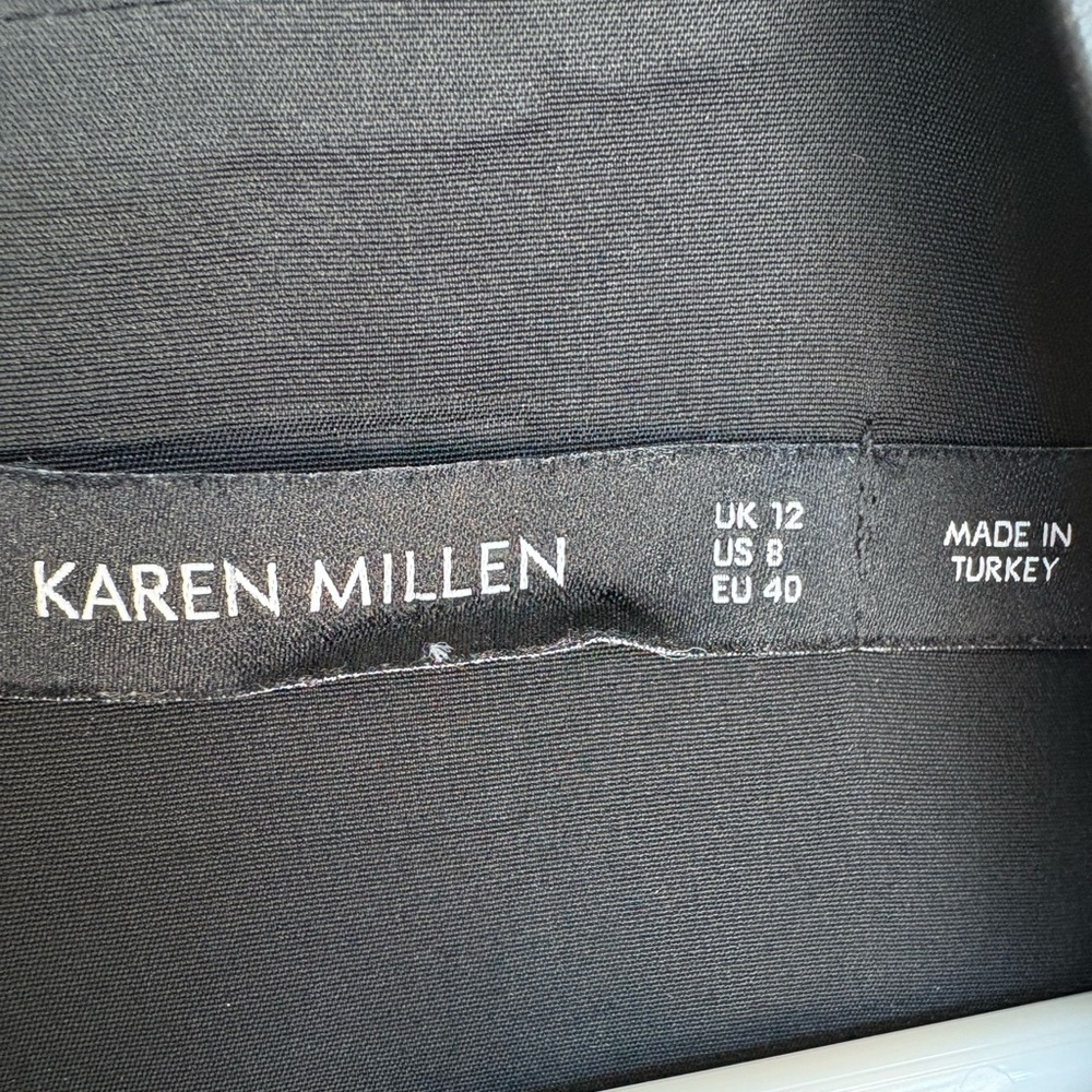Karen Millen Black Sheath Midi Dress V-Neck Cap Sleeve - Picture 4 of 5